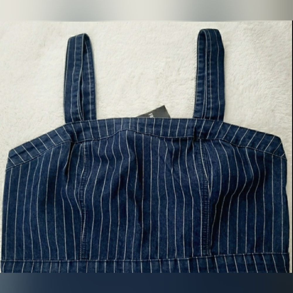 ♦️F21 Striped Denim Crop Top♦️